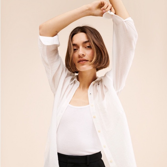 Maeve by Anthropologie Button Down Shirt Sheer Edition - Picture 5 of 15